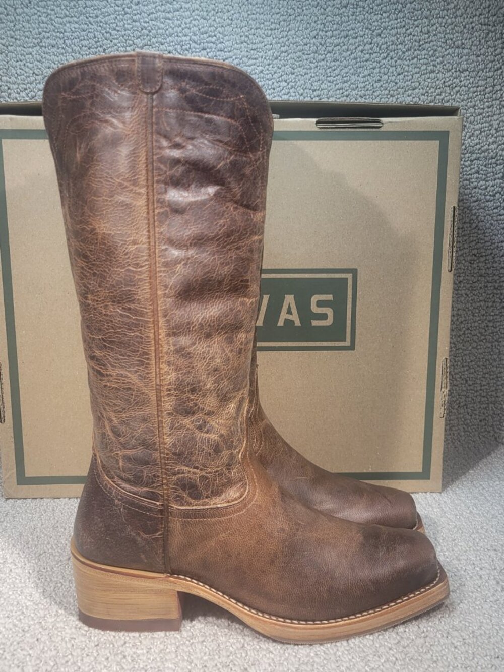 Tecovas The Charlie Women's Size 7.5B Cafe Goat Stovepipe Boots - Picture 4 of 11